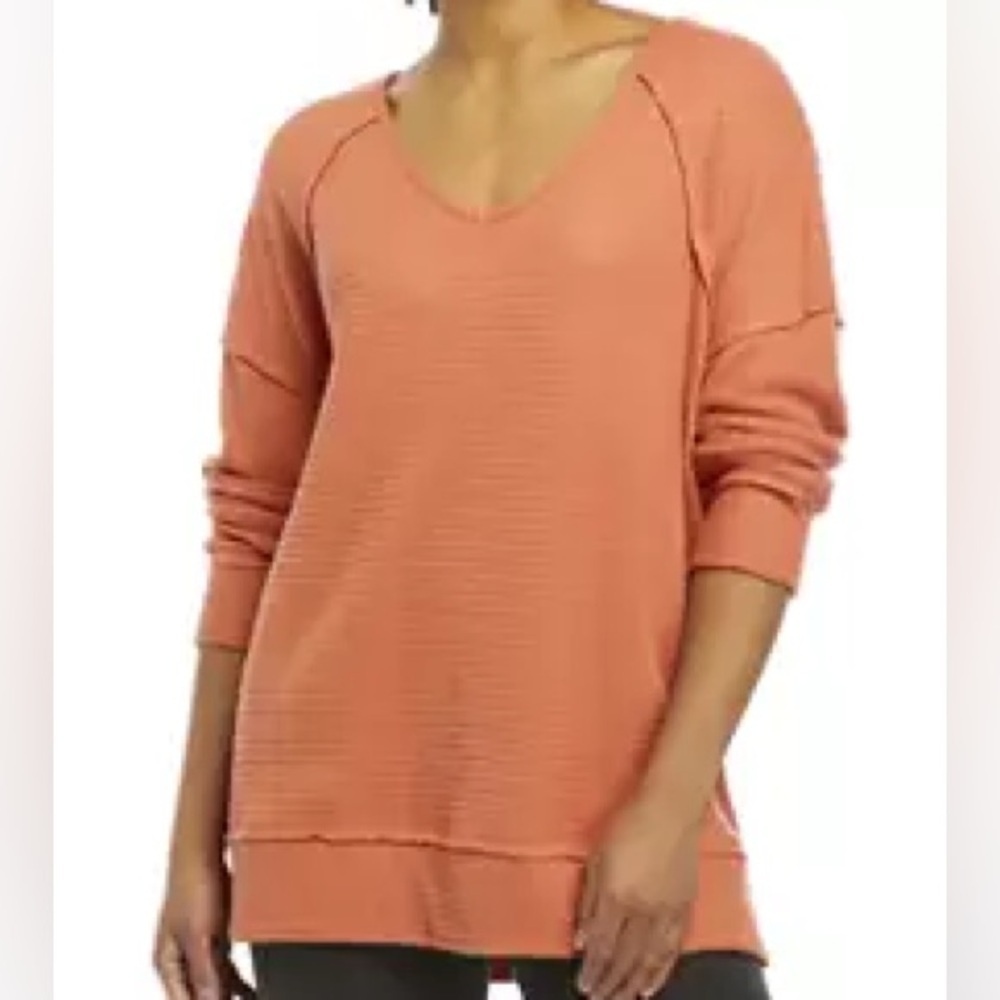 Wonderly studio Long Sleeve Drapey V-Neck Hacci Waffle Knit Sweater